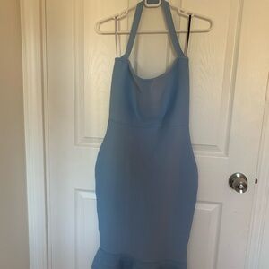 Elegant Blue Halter Dress